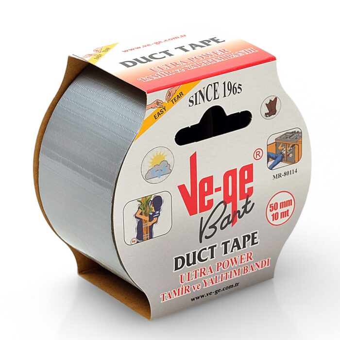 Сива армирана бандажна лента 50мм*10м Ve-ge Bont Duct Tape – здрава, устойчива на влага и температурни промени.